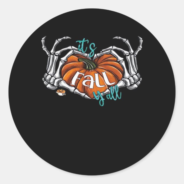 Women It’s Fall Y’all Pumpkin Gnome Autumn Tree He Classic Round Sticker (Front)