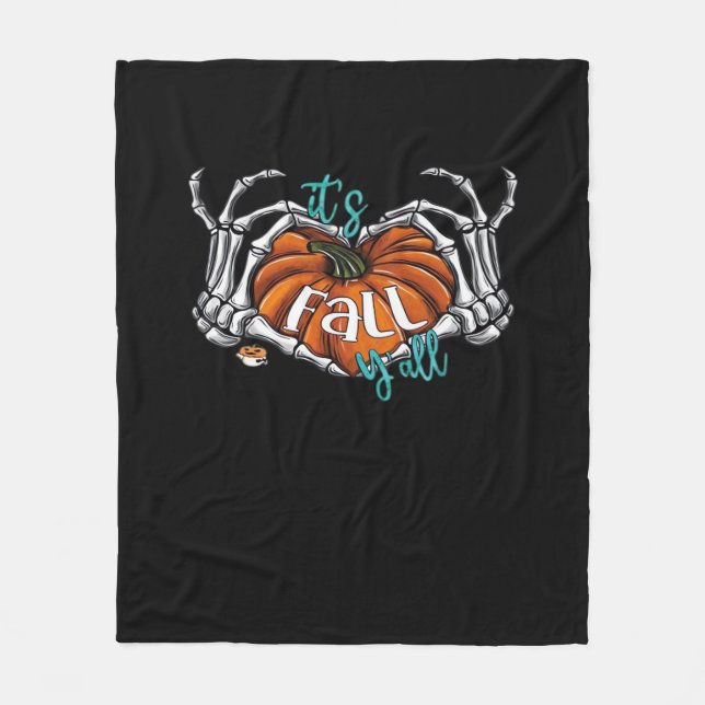 Women It’s Fall Y’all Pumpkin Gnome Autumn Tree He Fleece Blanket (Front)