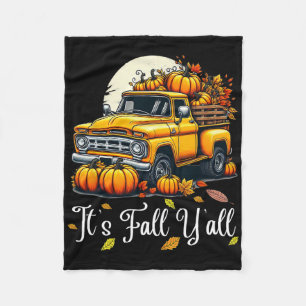 Women It's Fall Y'all Pumpkin Truck Autumn Tree He Fleece Blanket