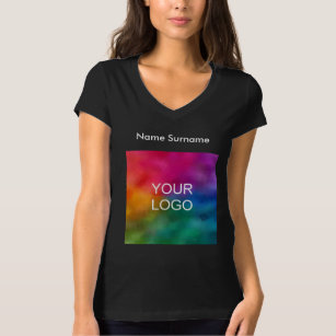Women Jersey V-Neck Custom Business Logo T-Shirts