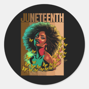 Women Juneteenth Is My Independence Day Black Woma Classic Round Sticker