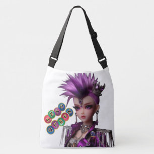 women Keno Queen doll with purple Mohawk bling Crossbody Bag
