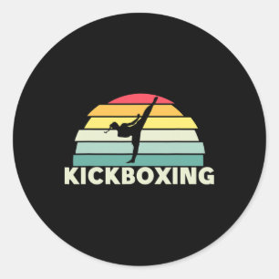 Women Kickboxing Martial Arts Retro Karate Girls K Classic Round Sticker