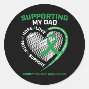 Women Kids Father Gifts Dad Kidney Disease Awarene Classic Round Sticker
