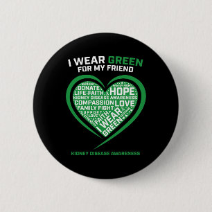 Women Kids Green Gifts Friend Kidney Disease Aware 6 Cm Round Badge