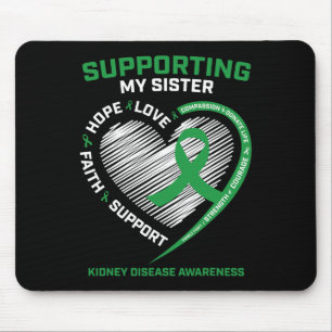 Women Kids Green Sister Kidney Disease Awareness G Mouse Mat