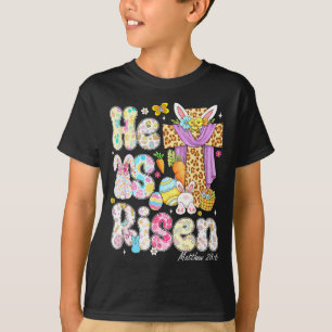 Women Kids He Risen Jesus Christian Happy T-Shirt
