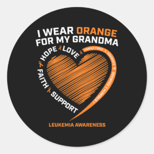 Women Kids I Wear Orange For My Grandma Leukaemia Classic Round Sticker