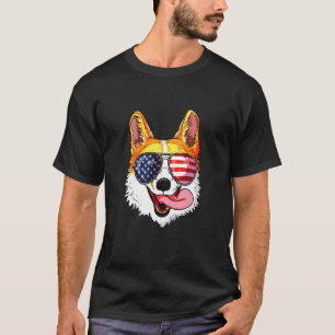 Women Kids Usa Flag Corgi T-Shirt