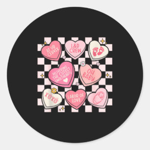 Women Labor And Delivery Nurse Hearts Candy Valent Classic Round Sticker