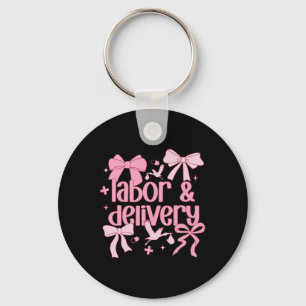 Women Labour And Delivery Nurse Grad Coquette Pink Key Ring