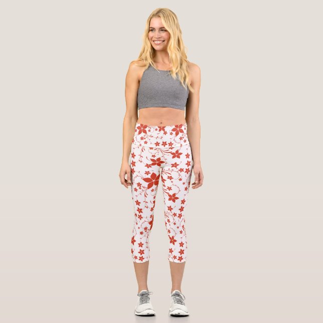 Women Leggings Nature Art, Women Capri Floral Art (Front)