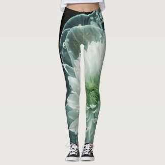 women leggings with aquatic flower