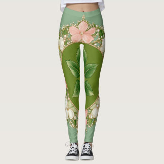 women leggings with pastal floral 