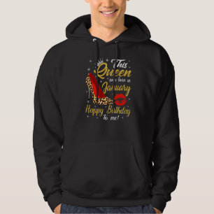 Women Leopard High Heel This Queen Was Born In Jan Hoodie
