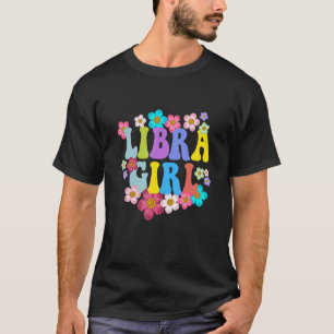 Women Libra Girl Zodiac Sign Groovy Retro Birthday T-Shirt
