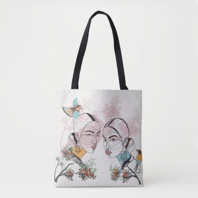 women line art boho style Tote Bag (Front)