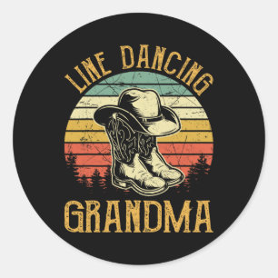 Women Line Dance Grandma Dancing Dancer Country Mu Classic Round Sticker