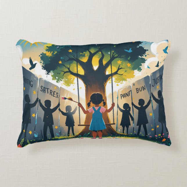 women llegging covered kids dreams decorative cushion (Front)