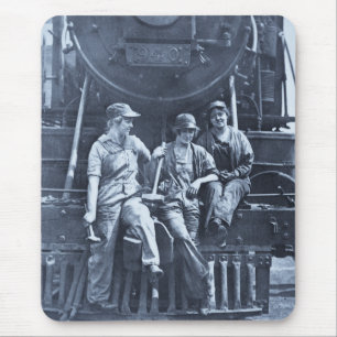 Women Locomotive Mechanics 1918 WWI Mouse Mat