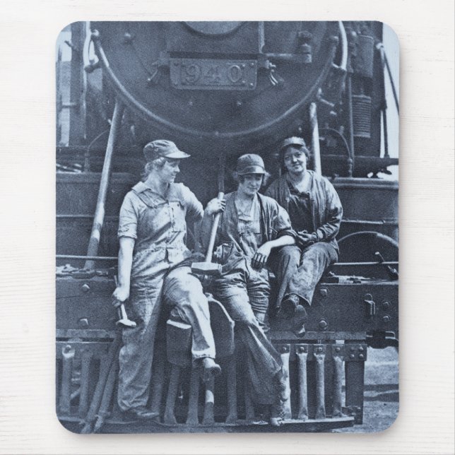 Women Locomotive Mechanics 1918 WWI Mouse Mat (Front)