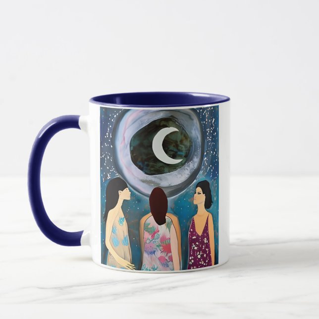 Women Looking at the Moon Artwork Mug (Left)