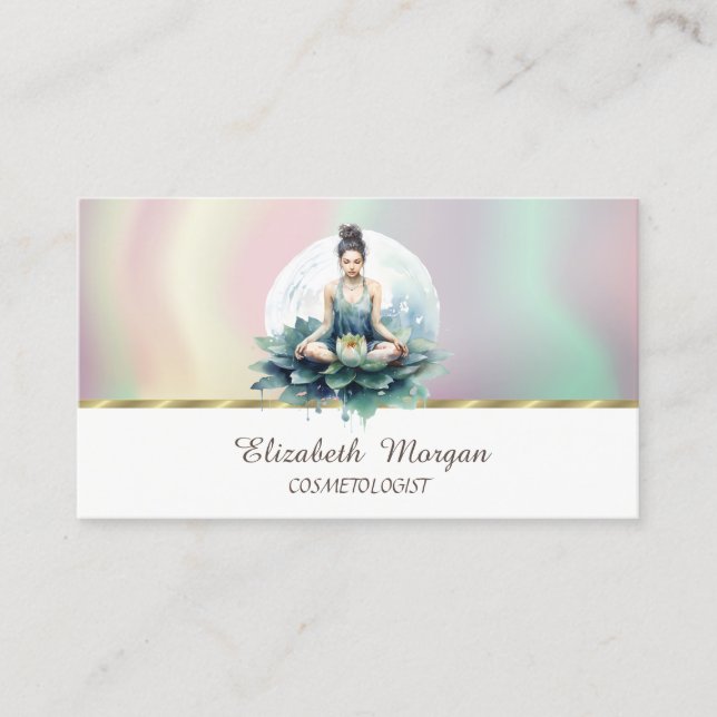 Women Lotus Colourful Business Card (Front)