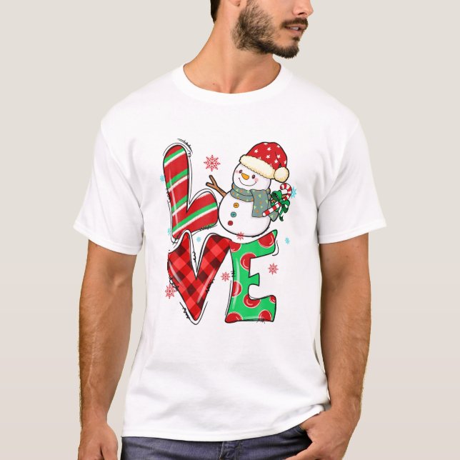 Women Love Christmas Snowman Santa Christmas 2021 T-Shirt (Front)