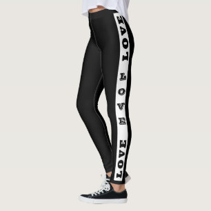 Women love letter print leggings, Black Leggings