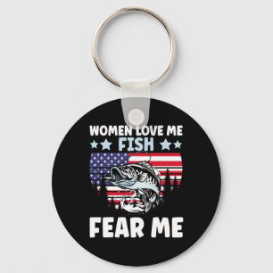 Women Love Me Fish Fear Me Men Vintage B Fishing 1 Key Ring