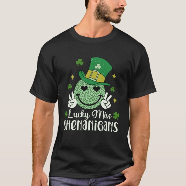 Women Lucky Miss Shenanigans  St Patricks Day Kids T-Shirt (Front)
