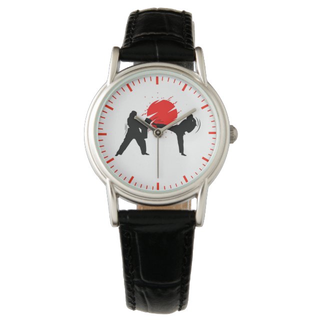 Women Martial Arts Workout Practice Silhouette  Watch (Front)
