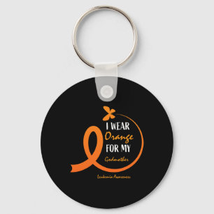 Women Men I Wear Orange For My Godmother Leukaemia Key Ring