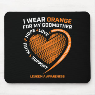 Women Men I Wear Orange For My Godmother Leukaemia Mouse Mat