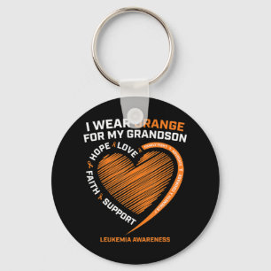 Women Men I Wear Orange For My Grandson Leukaemia  Key Ring