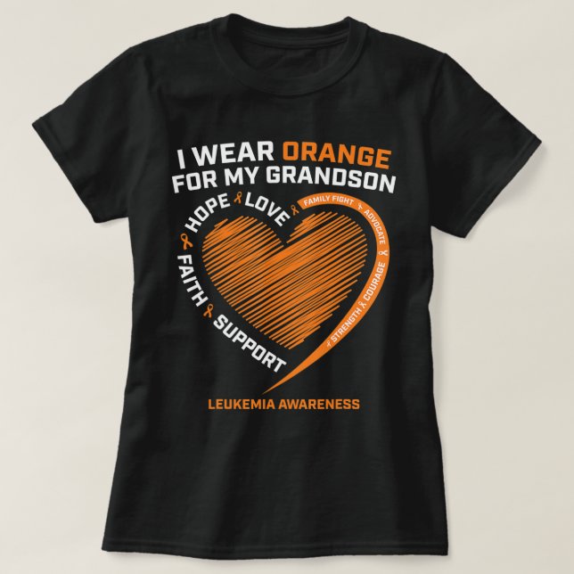 Women Men I Wear Orange For My Grandson Leukaemia  T-Shirt (Design Front)