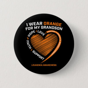 Women Men I Wear Orange For My Grandson Leukemia A 6 Cm Round Badge