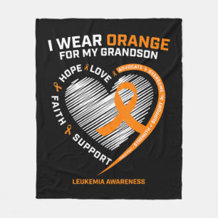 Women Men I Wear Orange For My Grandson Leukemia A Fleece Blanket