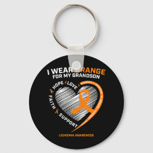 Women Men I Wear Orange For My Grandson Leukemia A Key Ring