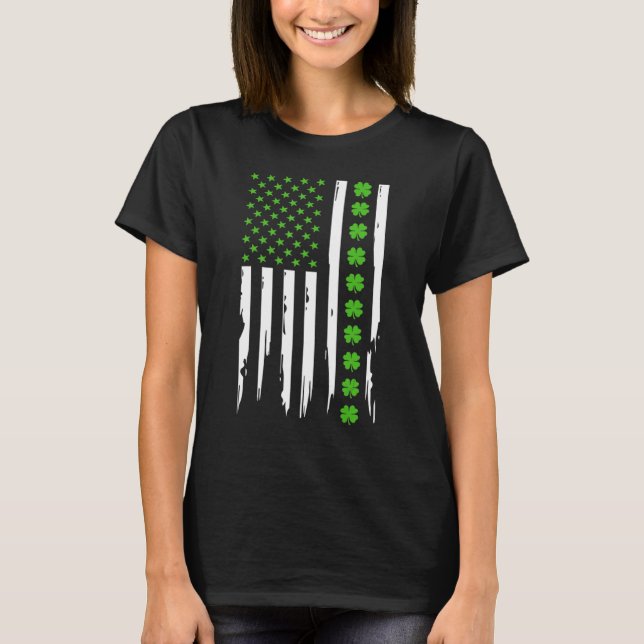 Women Men Ireland Clover U.S. Flag Shirt St Patric (Front)