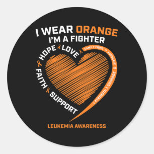 Women Men Kids Fighter Gift I Wear Orange Leukaemi Classic Round Sticker