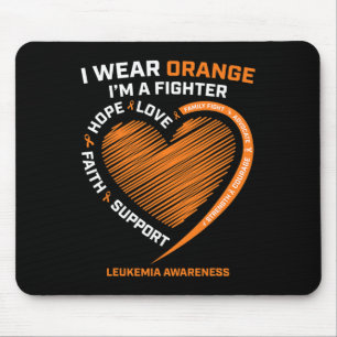Women Men Kids Fighter Gift I Wear Orange Leukaemi Mouse Mat