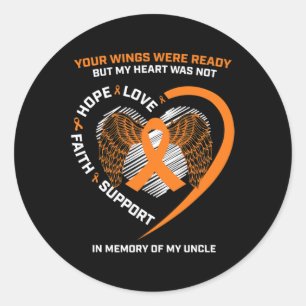 Women Men Kids Memory Of My Uncle Leukaemia Awaren Classic Round Sticker