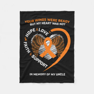 Women Men Kids Memory Of My Uncle Leukaemia Awaren Fleece Blanket