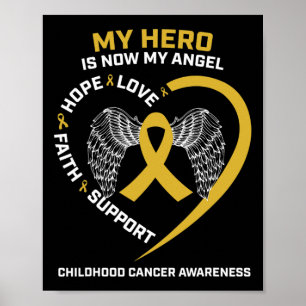 Women Men My Hero Is Now My Angel Childhood Cancer Poster