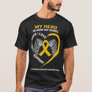 Women Men My Hero Is Now My Angel Childhood Cancer T-Shirt