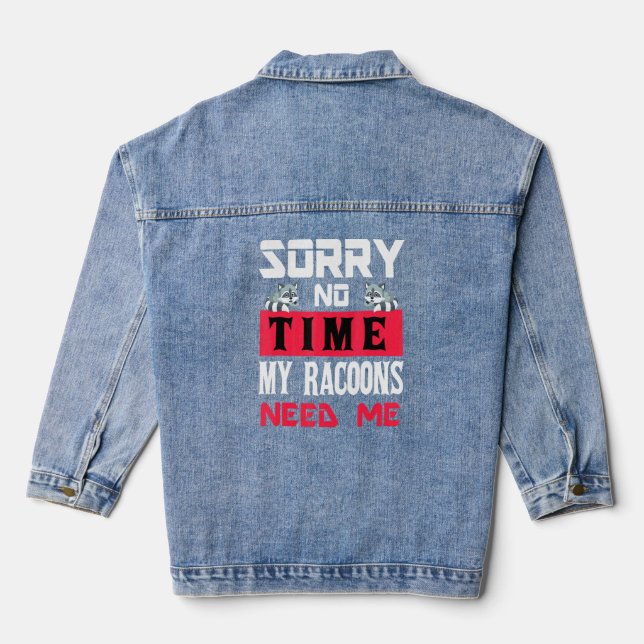 Women Men Pet Racoon  Denim Jacket (Back)