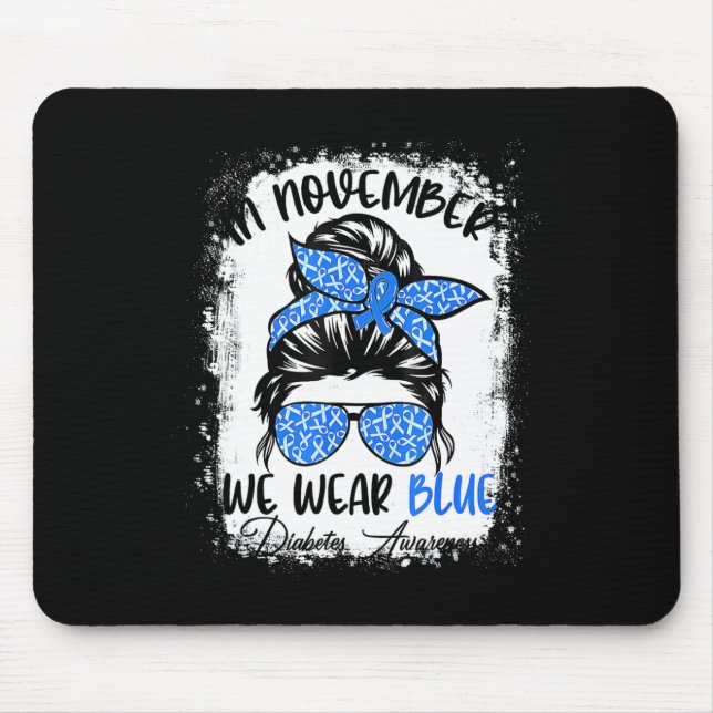 Women Messy Bun Hair Diabetes Awareness  Mouse Mat (Front)