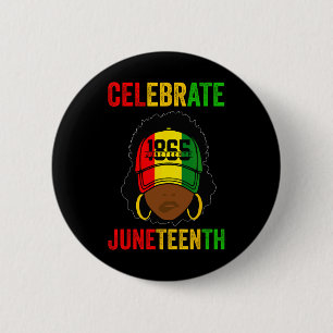 Women Messy Bun Juneteenth Celebrate Independence  6 Cm Round Badge