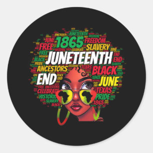 Women Messy Bun Juneteenth Celebrate Independence Classic Round Sticker